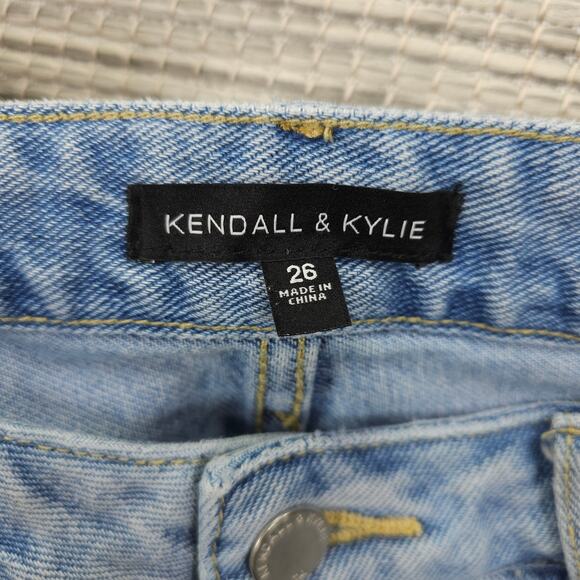 Kendall & Kylie Womens 26 Linda Blue Mid-Rise Heartbreaker Cut Off Shorts - Picture 8 of 16